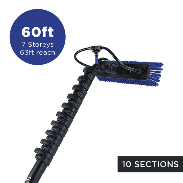 Teleskopinė vandens padavimo lazda – 60 pėdų / 18,3 m (63 pėdų pasiekiamumas) Streamline® OVA8® 40T anglies pluošto