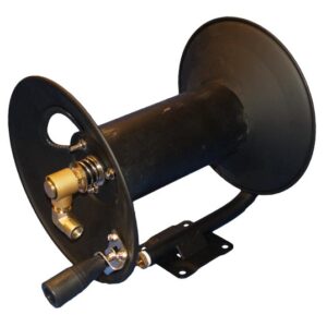 Aukšto slėgio žarnos ritė, talpinanti 30 m (100 pėdų) 3/8 colio žarnos.