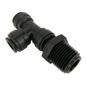 10mm įspaudžiamoji jungtis – 1/2 colio išorinio BSPT sriegio trišakis