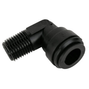 10mm įspaudžiama jungtis – 1/4 colio išorinio NPTF sriegio alkūnė